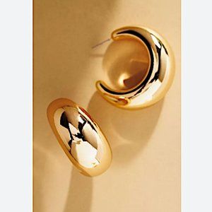 NEW ~ Anthropologie Shashi "Tsuki" Gold Hoop Earrings